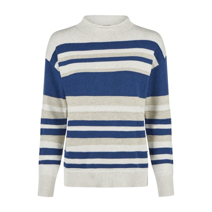 Barbara Lebek Pullover streep Blauw grijs